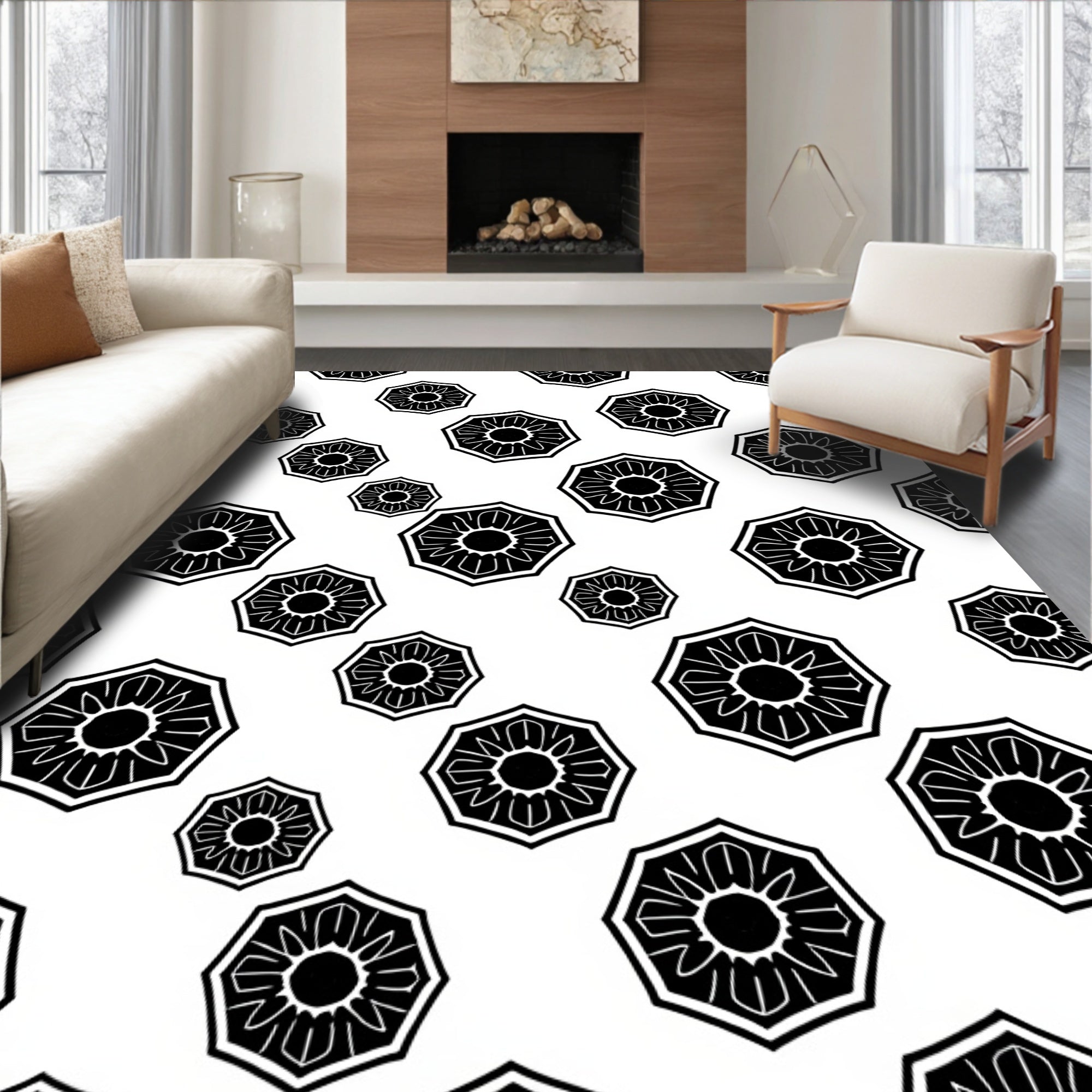 Bold Floral Graphic Pattern Rug