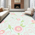 Pink Flower Swirl Pattern Design Rug