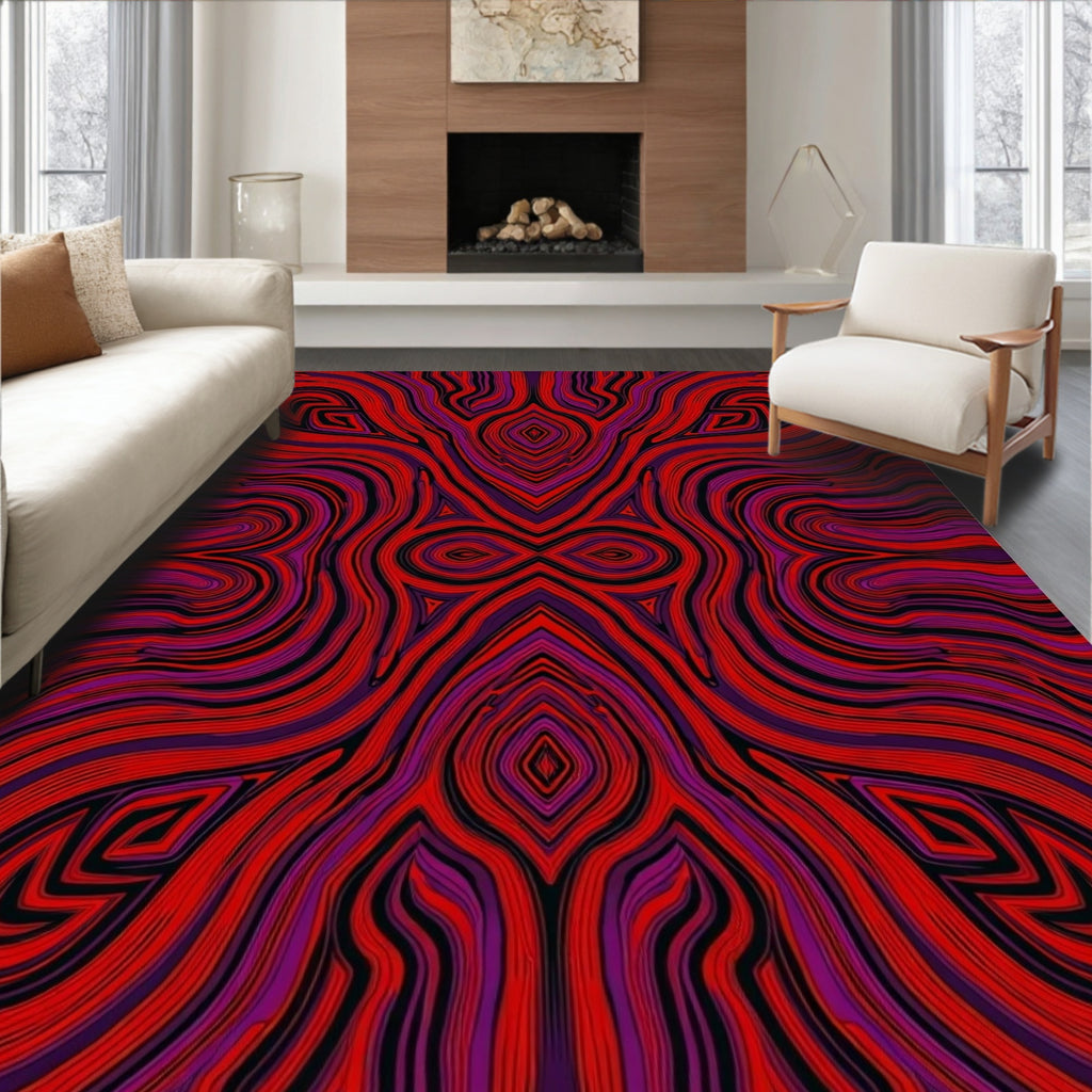 Abstract Red Purple Swirls Rug