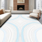 Modern Blue White Abstract Flow Rug
