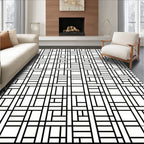 Classic Black White Geometric Layout Rug
