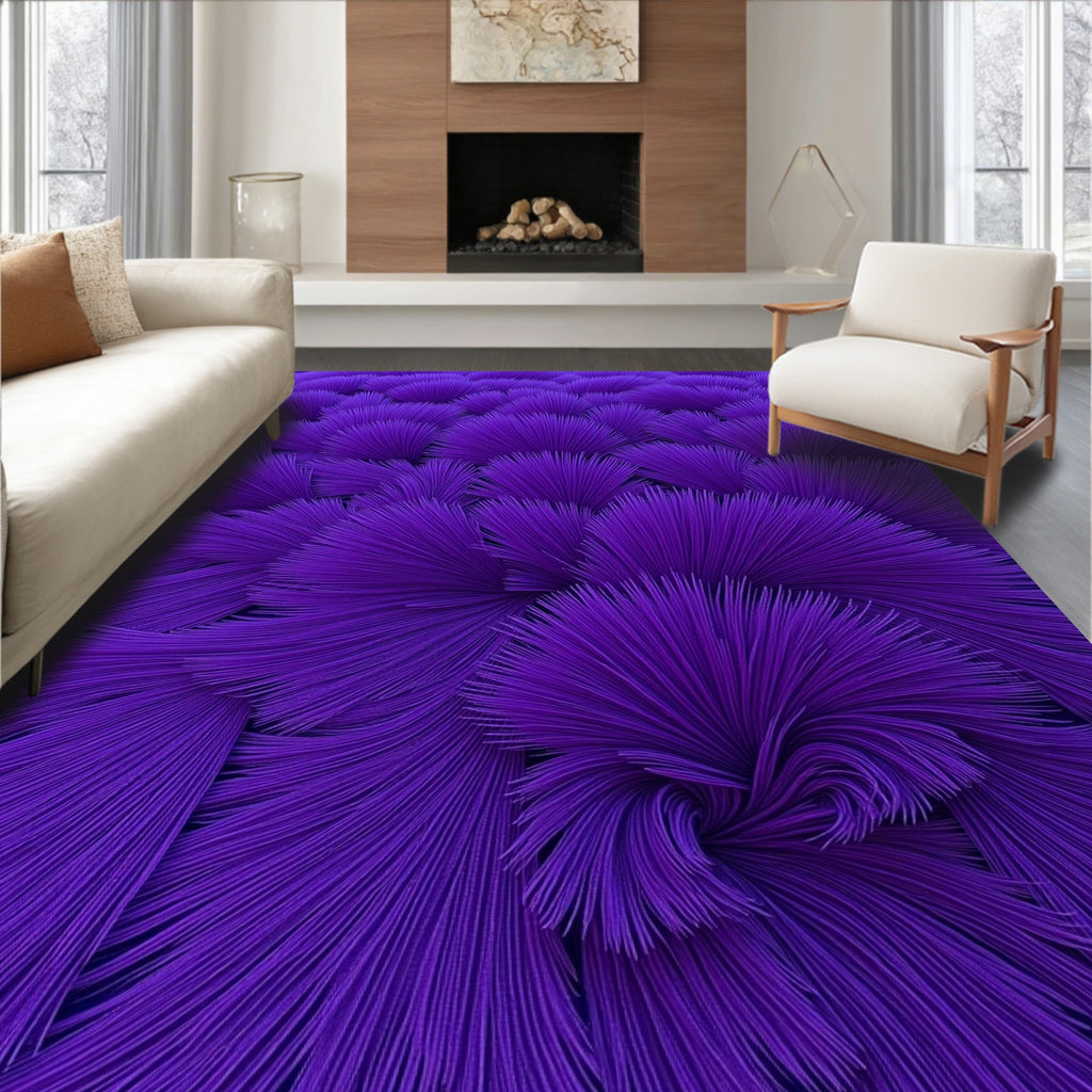 Vibrant Purple Abstract Swirl Pattern Rug