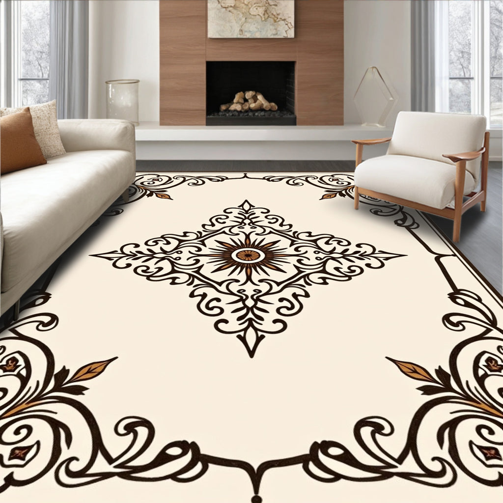 Intricate Floral Medallion Design Rug