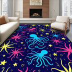 Vibrant Octopus Star Sprinkle Pattern Rug
