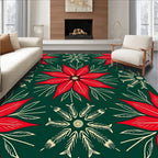 Bold Red Floral Pattern Rug