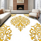 Opulent Golden Floral Damask Pattern Rug
