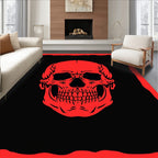Gothic Red Skull Silhouette Rug