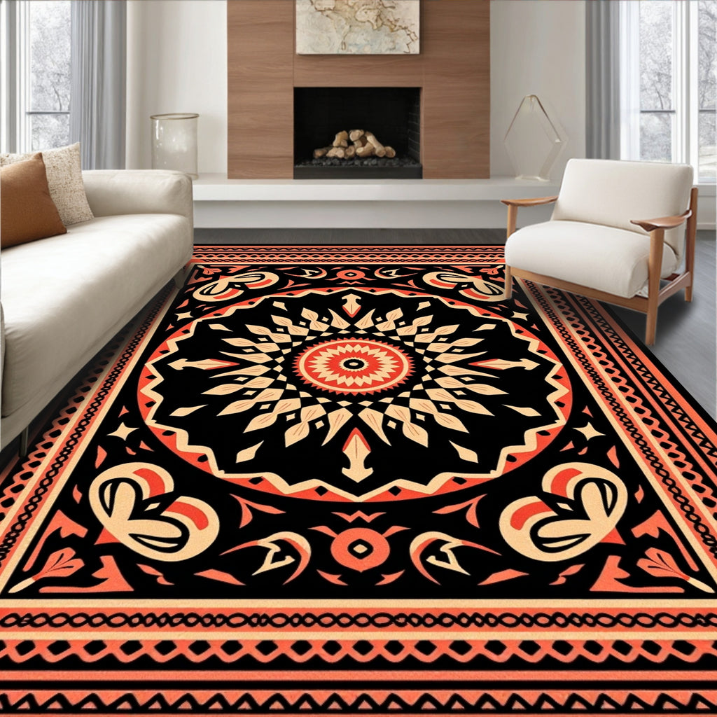 Geometric Mandala Inspired Pattern Design Rug