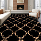 Elegant Interlocking Tan Geometric Design Rug