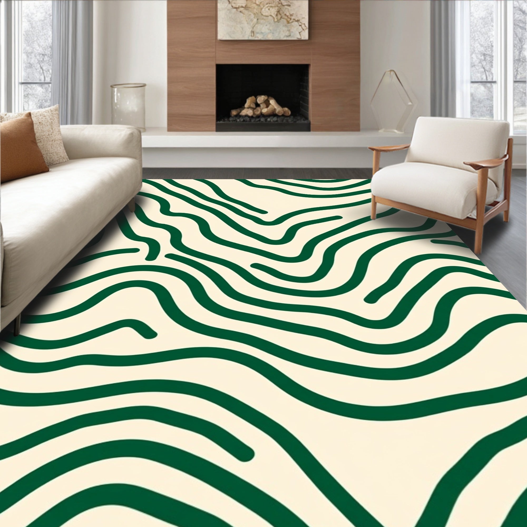 Abstract Organic Wave Pattern Rug