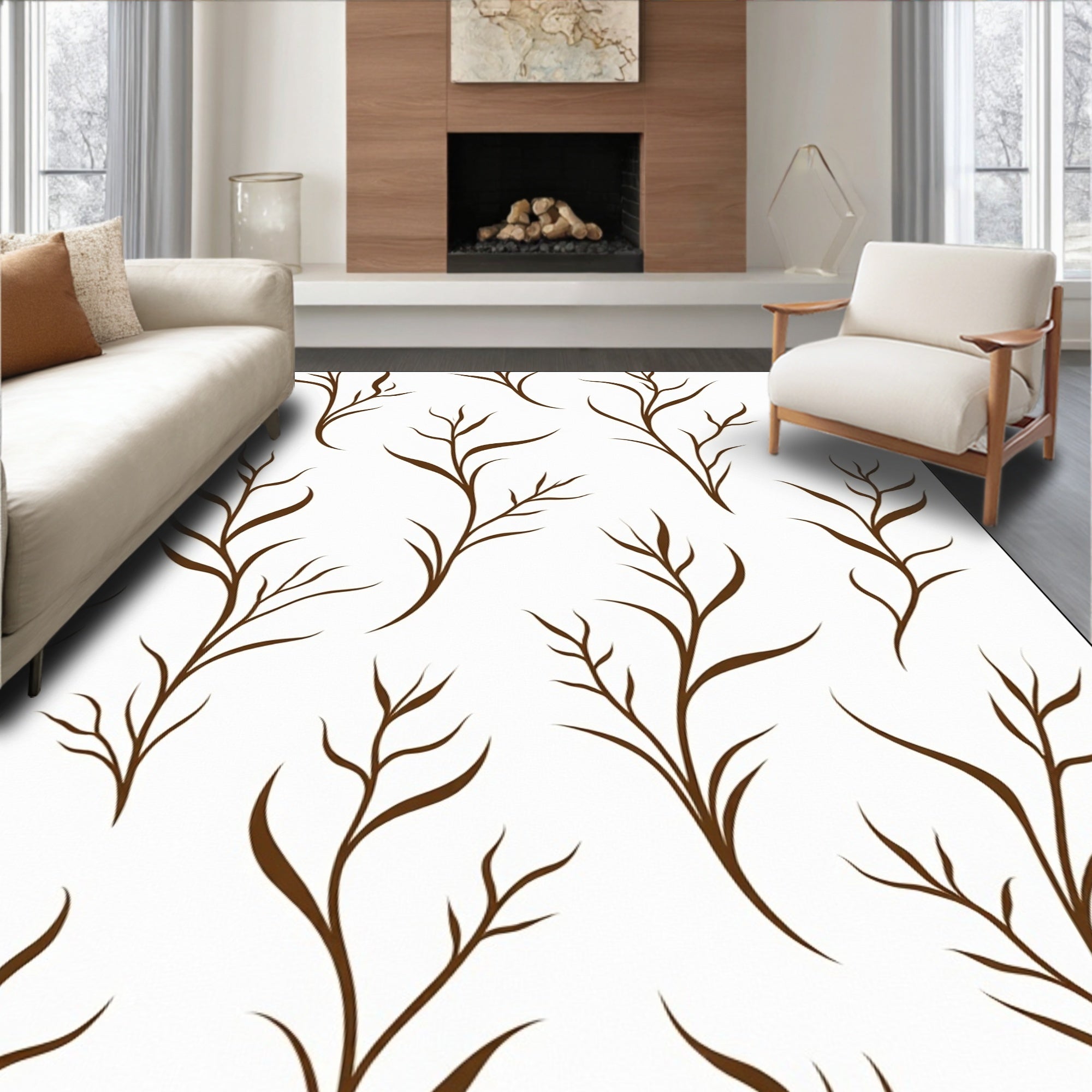 Stripe Willow Branch Pattern Rug