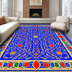 Royal Blue Geometric Gemstone Patterned Rug