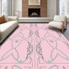Ornate Pink Blue Pastel Scrollwork Rug