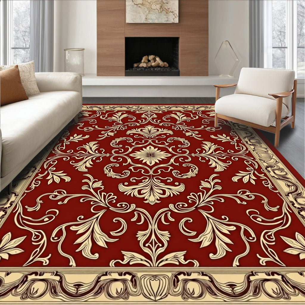 Ornate Floral Damask Pattern Rug