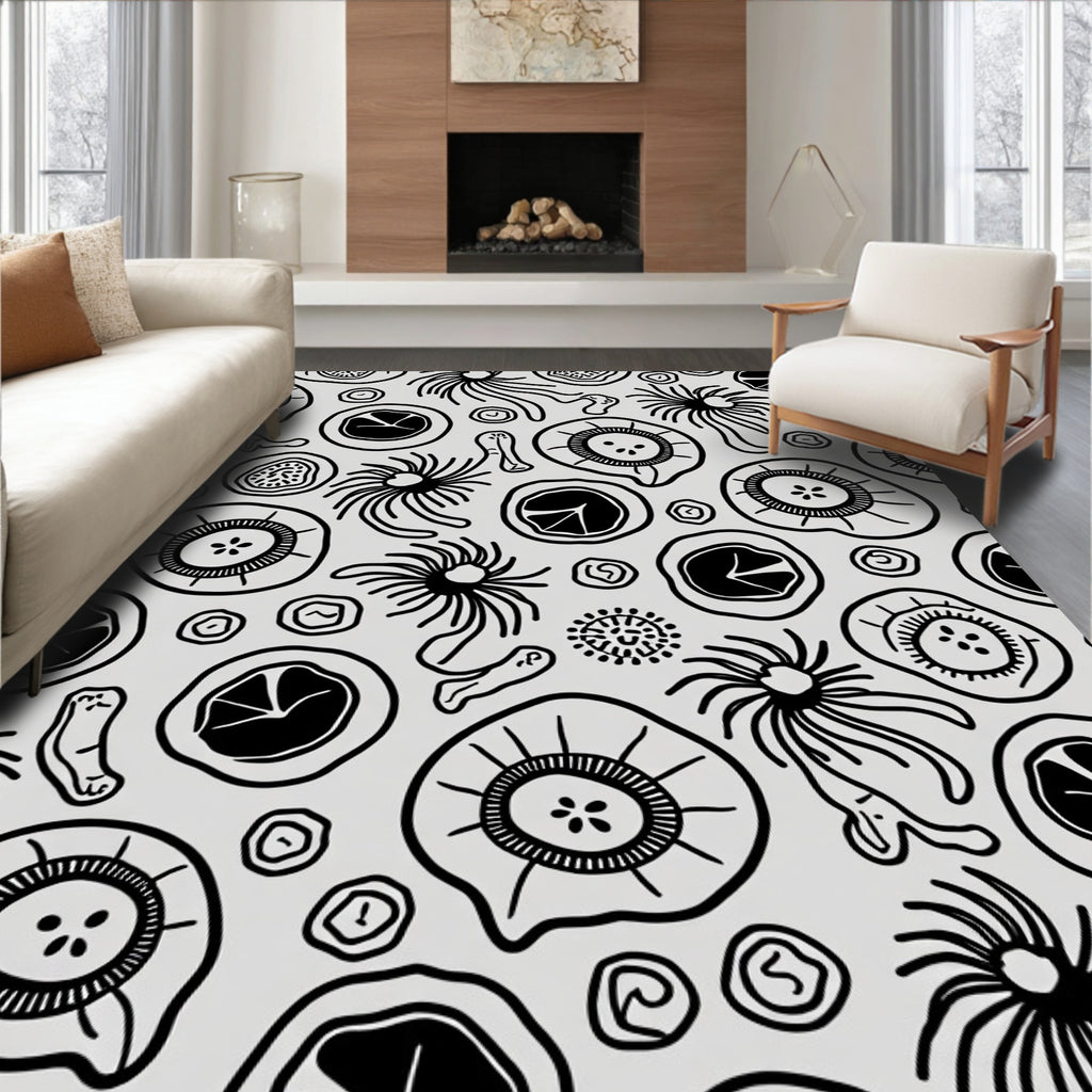 Monochromatic Organic Cell Pattern Design Rug