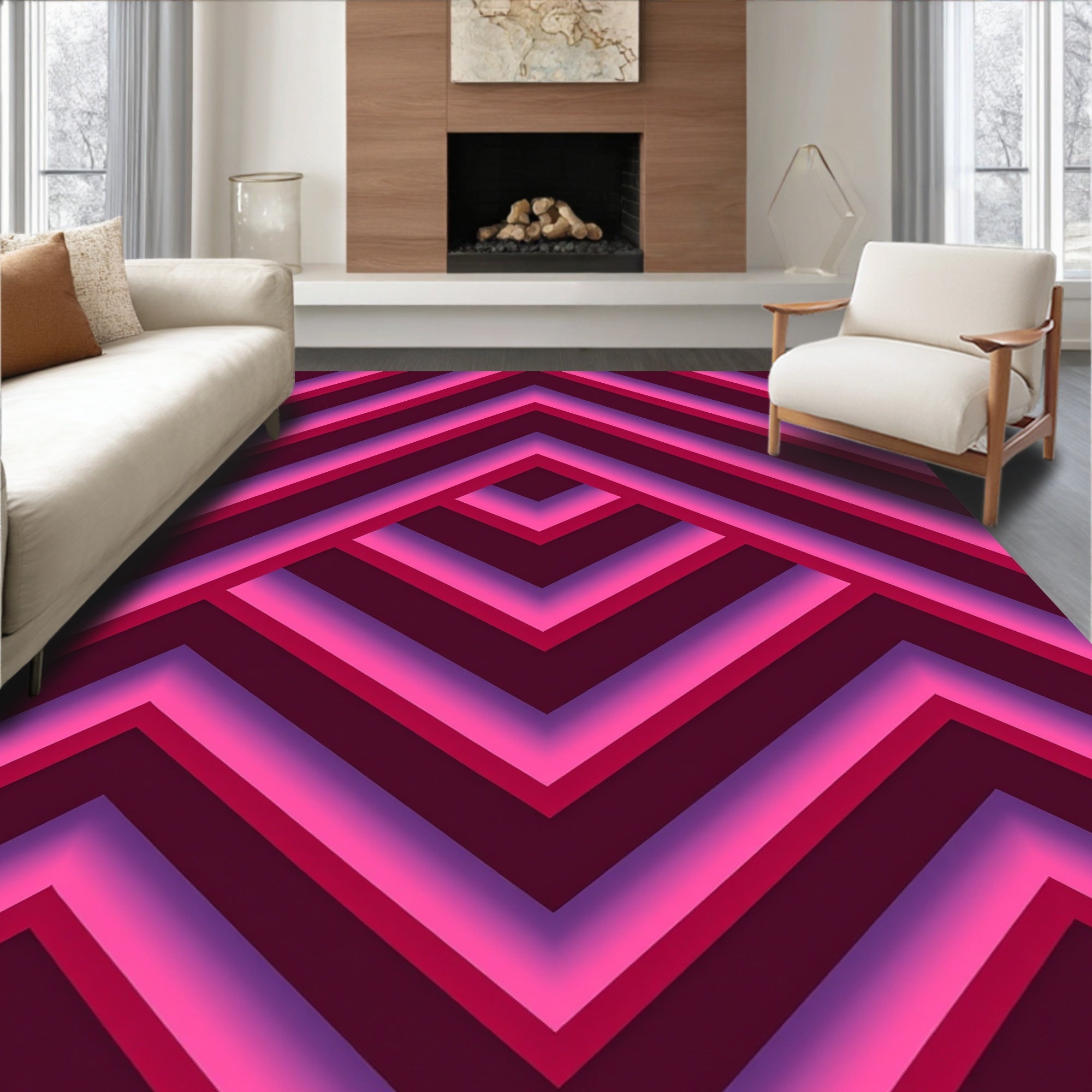 Gradient Chevron V Abstract Design Rug