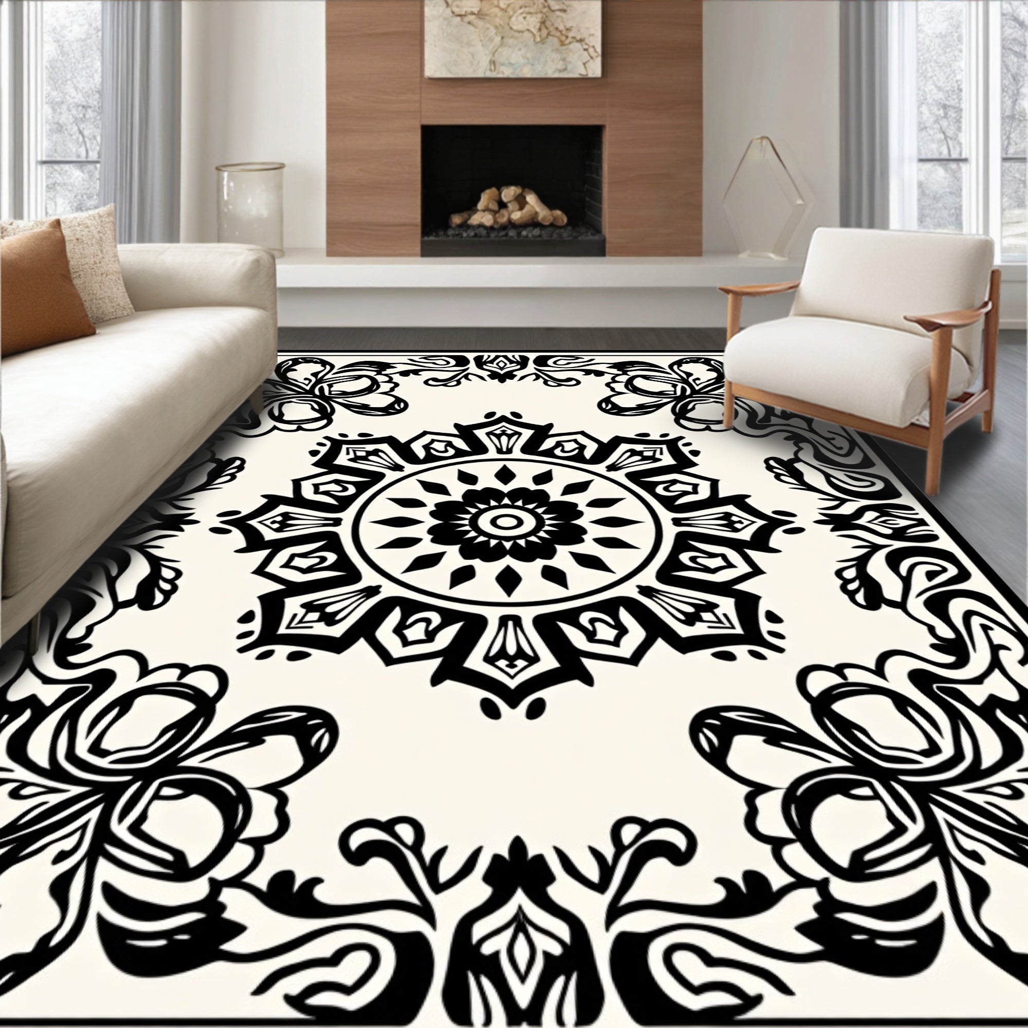 Bold Floral Mandala Design Rug