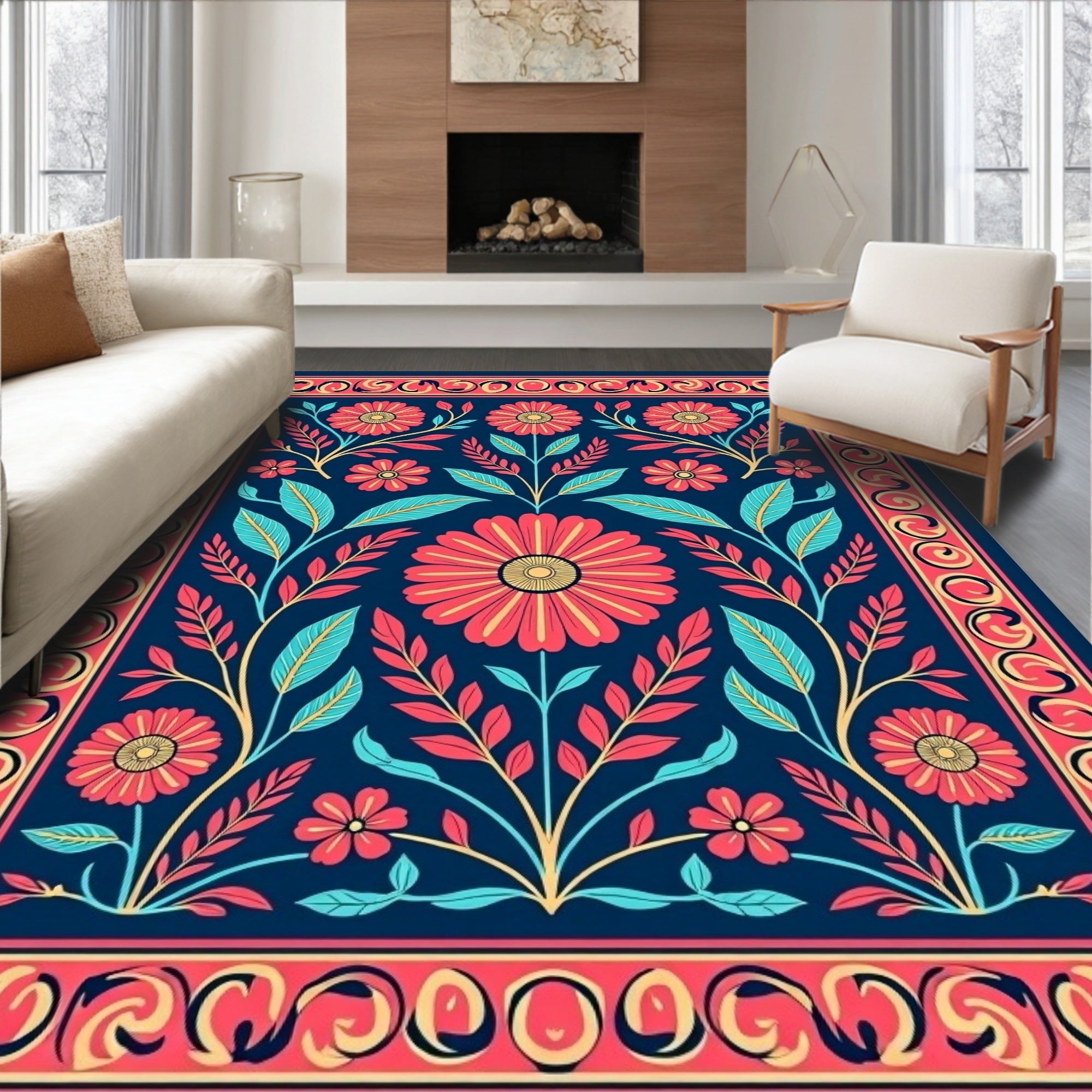 Floral Medallion Pattern Rug