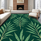 Green Tropical Leaf Pattern Rug