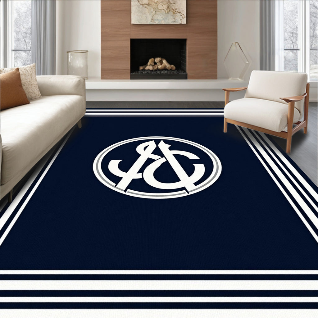 Classic Monogrammed Stripe Border Rug
