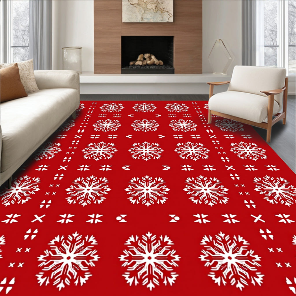 Winter Snowflake Holiday Design Rug