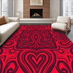 Intricate Red Heart Swirl Rug