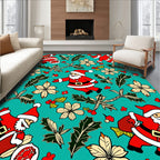 Jolly Santa Holly Christmas Pattern Rug