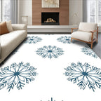 Navy Blue Snowflake Repeat Rug
