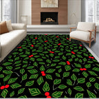 Bold Holly Berry Green Leaf Rug