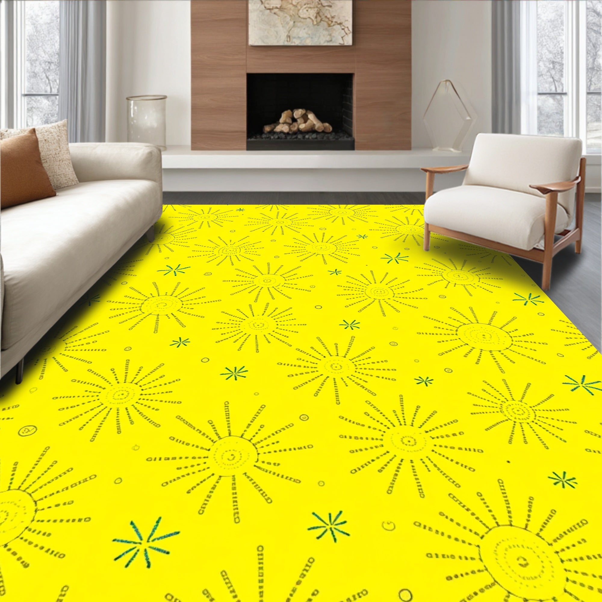 Abstract Sunburst Radiant Pattern Rug