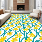 Yellow Floral Vines Pattern Rug