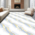 Abstract Flowing Light Blue Gold Pattern Rug