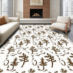 Woodland Sketch Pine Tree Motif Rug