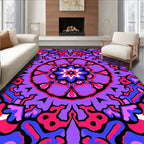 Vibrant Psychedelic Mandala Pattern Rug