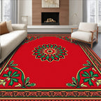 Red Floral Medallion 4 Corner Design Rug