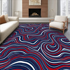 Abstract Red White Blue Swirl Pattern Rug