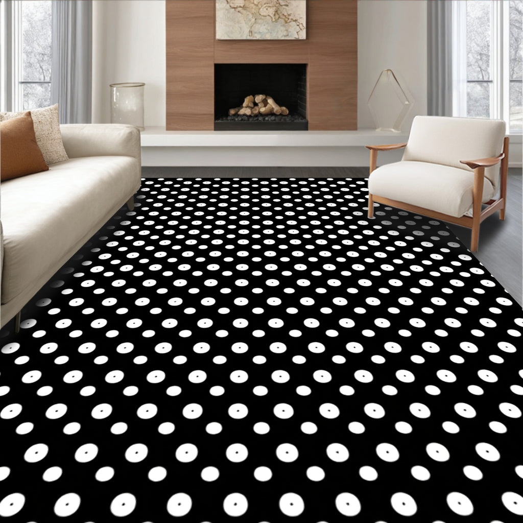 Black White Dot Pattern Design Rug