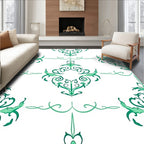 Elegant Green Swirl Floral Pattern Rug