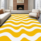 Sunny Yellow White Wavy Pattern Rug