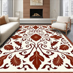 Art Nouveau Floral Swirl Leaf Pattern Rug