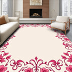 Pink Floral Scrollwork Border Rug