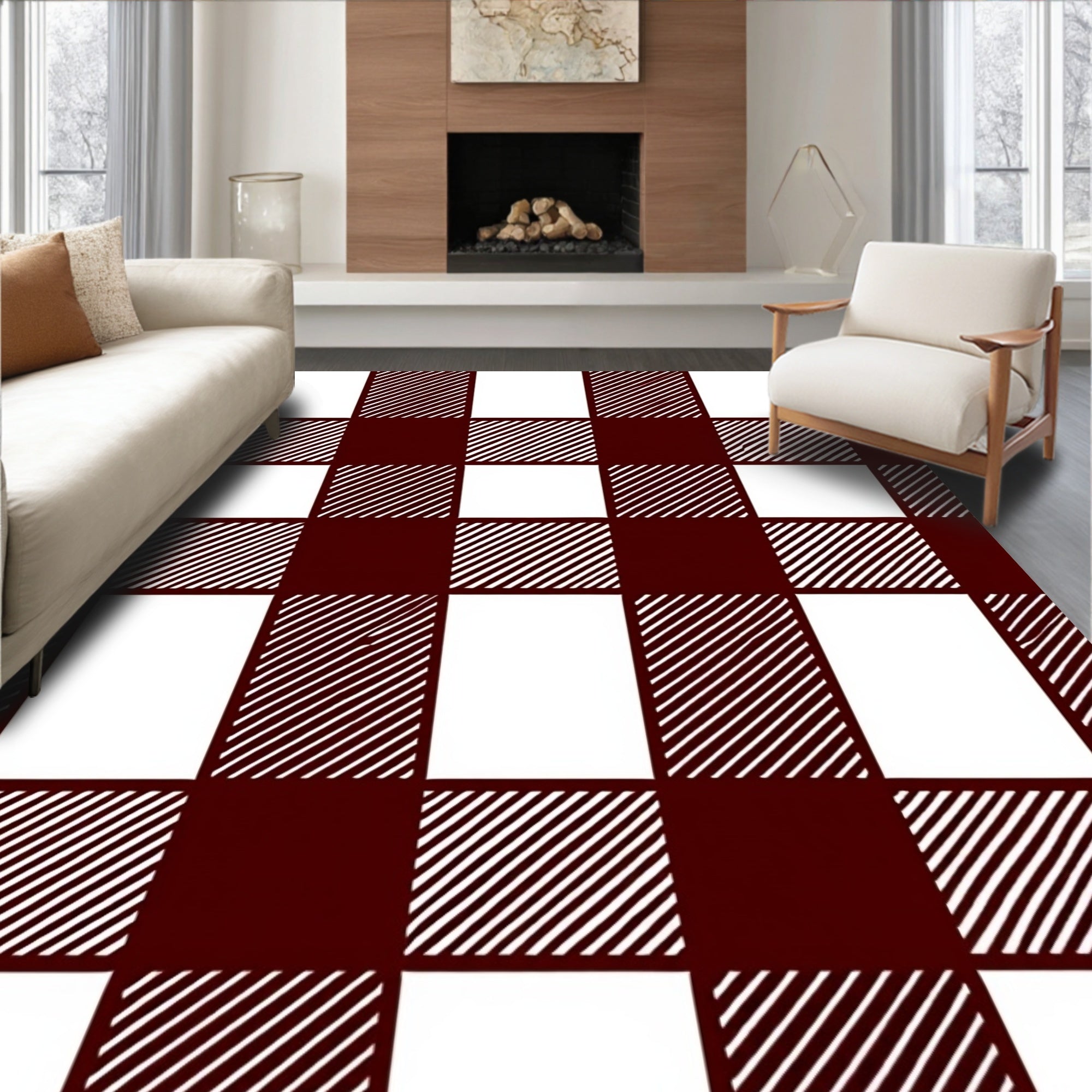 Classic Buffalo Check Pattern Rug