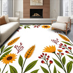 Autumnal Floral Wheat Pattern Design Rug