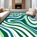 Green Blue Swirling Abstract Pattern Rug