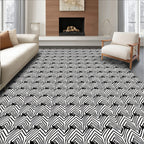 Abstract Geometric Black Stripes Rug