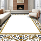 Ornate Floral Vine Border Design Rug