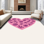 Pink Heart Floral Pattern Rug