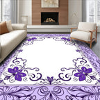 Floral Scrollwork Lavender Design Rug