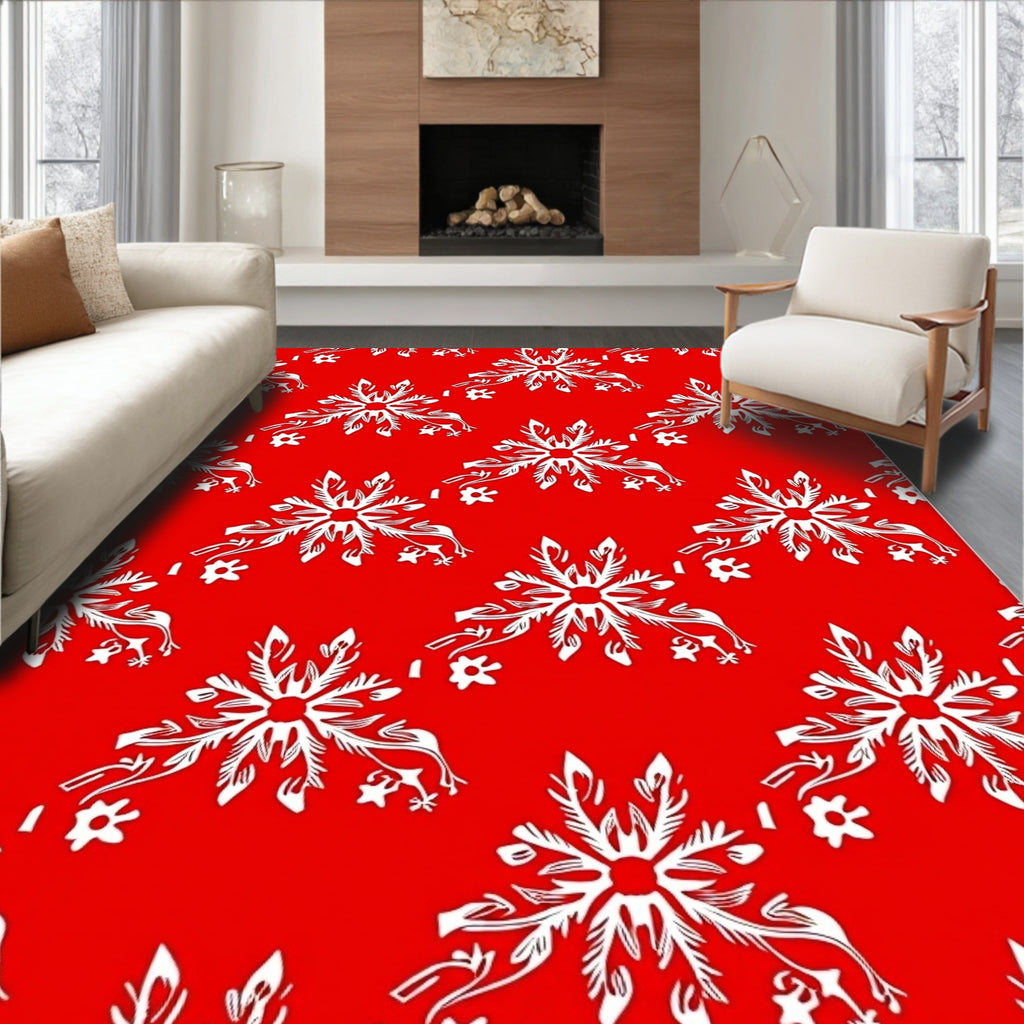 Red Snowflake Decorative Pattern Rug