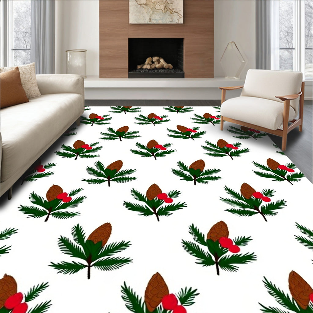Winter Pinecone Berry Garland Rug
